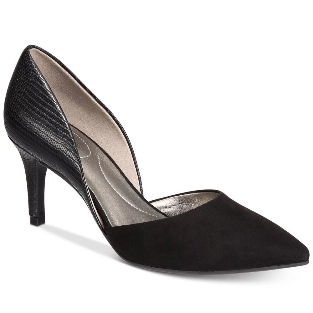 Bandolino D'Orsay Pointed Toe Pumps, Faux Leather/Suede Black, 8 1/2.